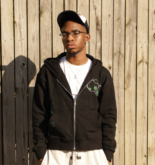 THREE WISE CLOVERS ZIP-UP HOODIE